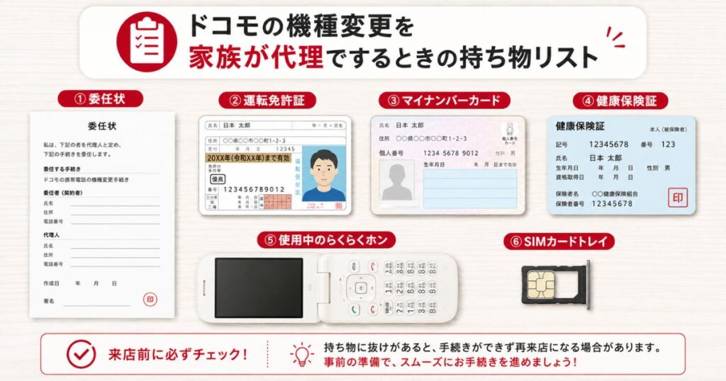 ドコモの機種変更を家族が代理でするときに持参する委任状と本人確認書類